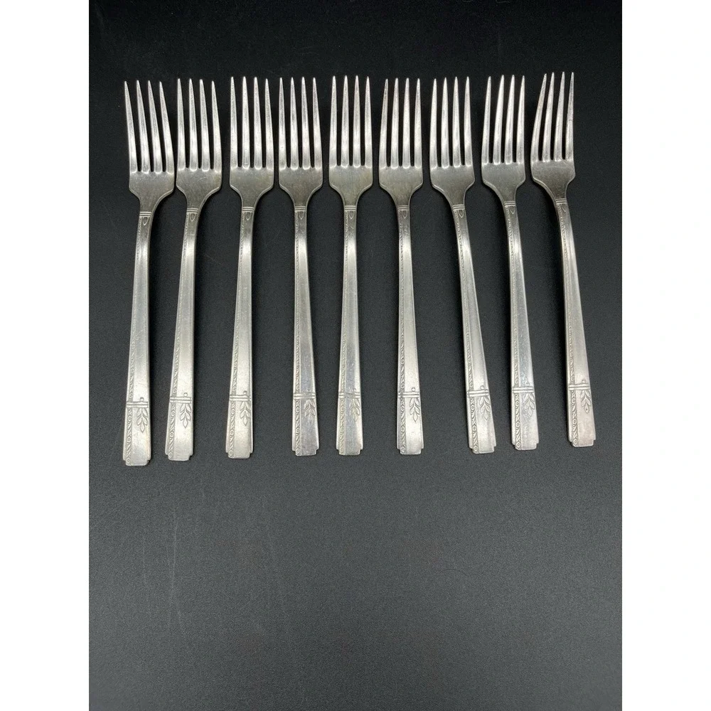 Silverplate Grenoble Grille Fork Set By Oneida Silver 9 Pieces